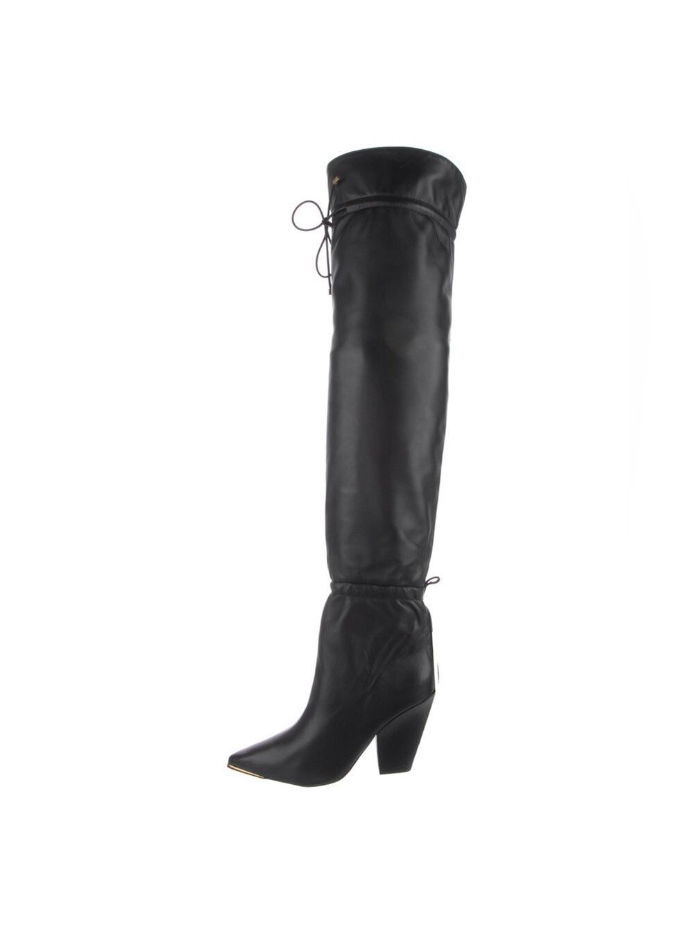 Tory Burch Black Leather Over-The-Knee Boots